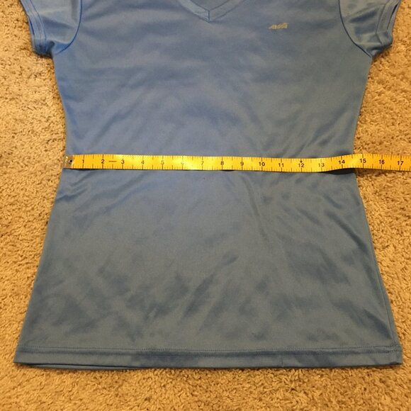 Retro Avia Slinky Sealish Sky Blue V-Neck Workout Tee - Picture 12 of 16